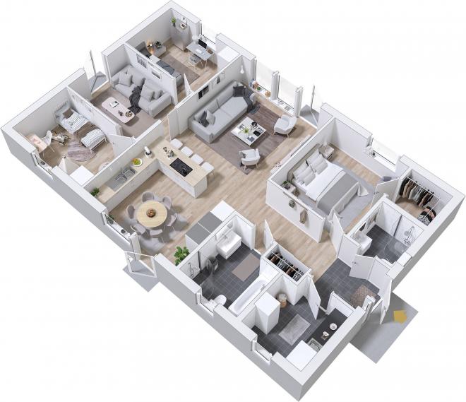 Prio 116 Traditionell Grundriss 3D