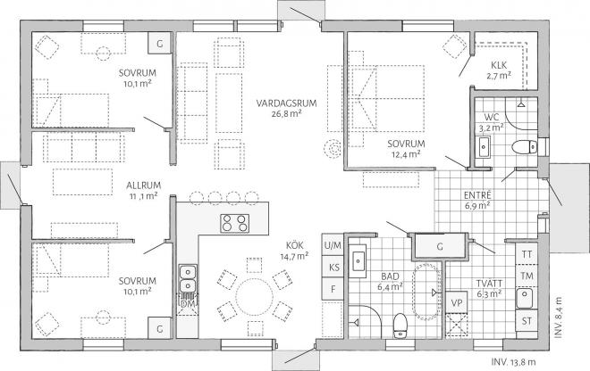 Prio 116 Traditionell Grundriss 2D