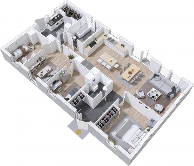 Prio 129 Industrial Grundriss 3D