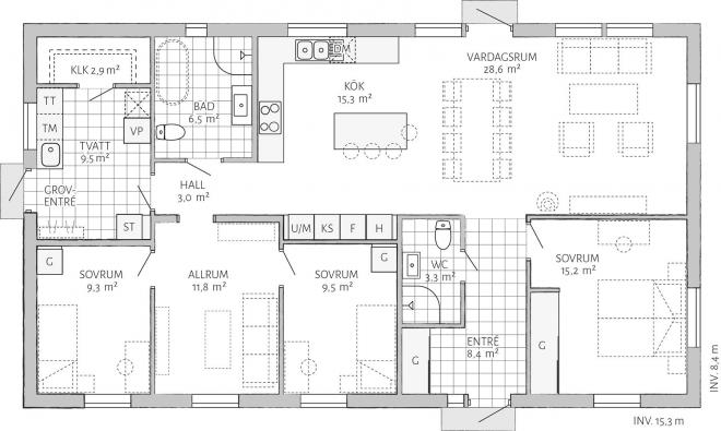 Prio 129 Traditionell Grundriss 2D