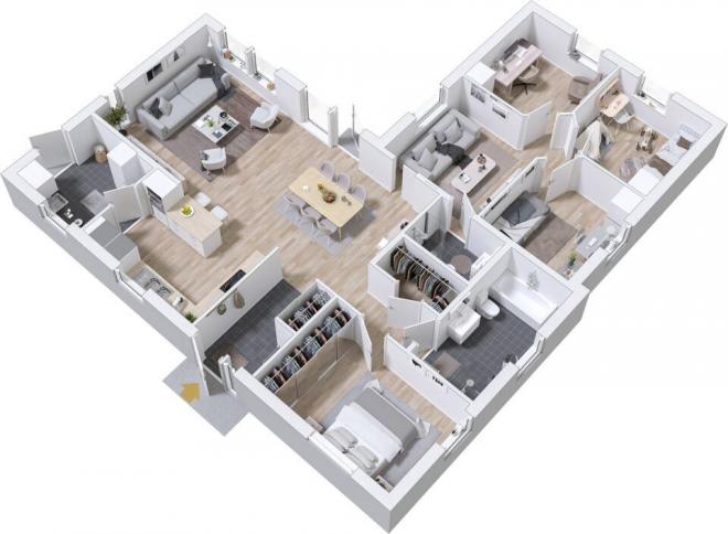 Prio 141 Modern Grundriss 3D