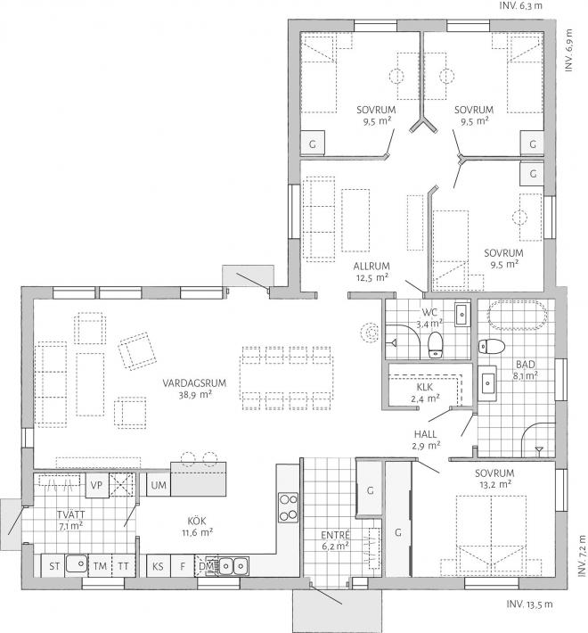 Prio 141 Traditionell Grundriss 2D